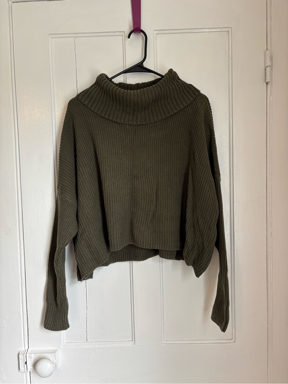 Hollister Olive Green Ribbed Cowl Neck Sweater